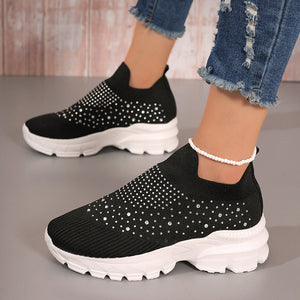 Women's Flyknit Mesh Rhinestone Casual Shoes