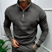 Load image into Gallery viewer, Men&#39;s Solid Color Casual Fleece Warm Zipper Stand Sweatshirt
