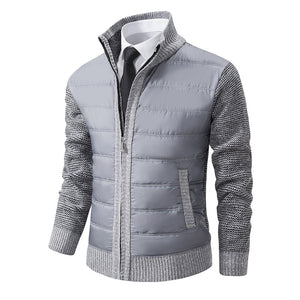 Men's CardiganFashion Patchwork knitted Zipper Stand Collar Thick Jackets