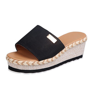 Women's summer new thick-soled wedge slippers