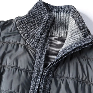 Men's CardiganFashion Patchwork knitted Zipper Stand Collar Thick Jackets