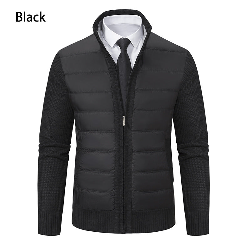 Men's CardiganFashion Patchwork knitted Zipper Stand Collar Thick Jackets