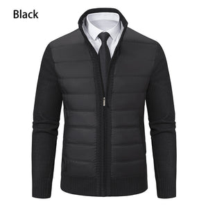 Men's CardiganFashion Patchwork knitted Zipper Stand Collar Thick Jackets