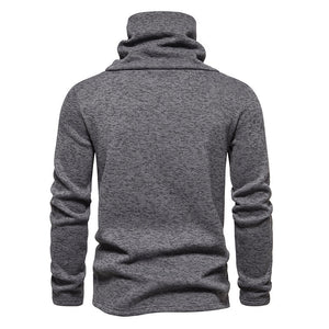 Men's Ribbed Knit Zipper Plain Stand Collar Pullover Sweater