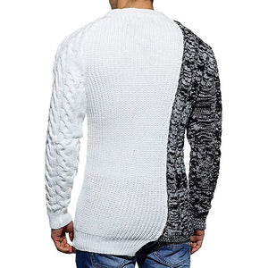 Mens Slim Fit Crew Neck Thick Sweaters Color Block Big and Tall Knit Pullovers