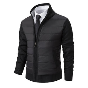 Men's CardiganFashion Patchwork knitted Zipper Stand Collar Thick Jackets