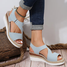 Load image into Gallery viewer, Women&#39;s Thick-Soled Buckle Wedge Sandals
