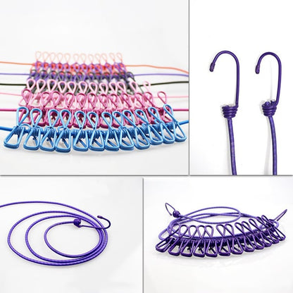 Portable Clothesline (Home, Outdoor, Camping with 12 Clips)