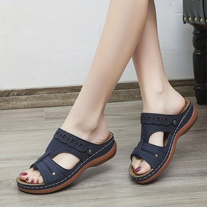 Fashion personality solid color platform women's slippers