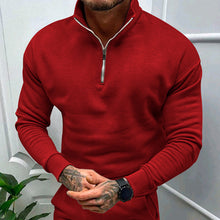 Load image into Gallery viewer, Men&#39;s Solid Color Casual Fleece Warm Zipper Stand Sweatshirt
