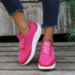 Autumn women's mesh thick-soled sports shoes