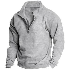 Men's Stand collar Sweatshirt Pullover Tops Fleece Half Zip Plain Sports