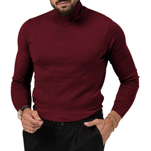 Men's Cotton Blend Turtle Neck Knitted Slim Sweater