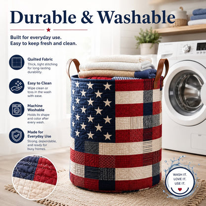 USA 250th Anniversary Quilted Laundry Basket