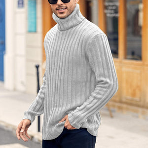 Mens Sweaters Turtleneck Cable Knitted Pullover