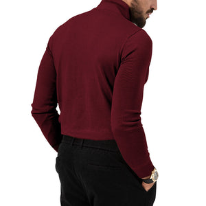 Men's Cotton Blend Turtle Neck Knitted Slim Sweater