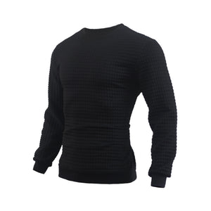 Mens Autumn And Winter Casual Loose Knitted Checkered Round Neck Hatless Versatile Long Sleeve Sweater