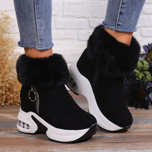 Short-calf suede warm and height-increasing cotton boots