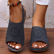 Load image into Gallery viewer, Ethnic Pattern Punched Hollow Velcro Vintage Sandals
