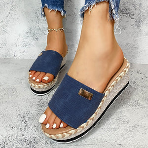 Women's summer new thick-soled wedge slippers