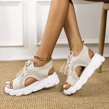 Load image into Gallery viewer, Summer new thick-soled flying woven soft-soled casual sandals
