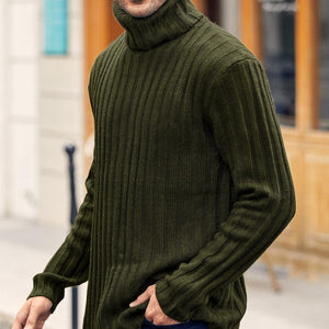 Mens Sweaters Turtleneck Cable Knitted Pullover