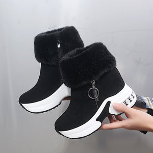 Short-calf suede warm and height-increasing cotton boots