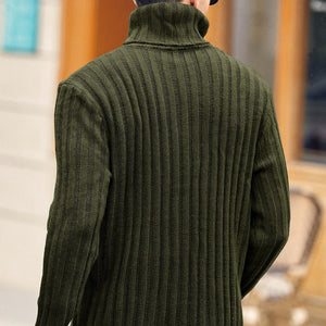 Mens Sweaters Turtleneck Cable Knitted Pullover