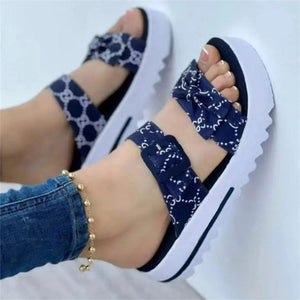 Platform Double Strap Bow Ladies Sandals