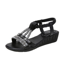 Load image into Gallery viewer, Women&#39;s Casual Rhinestone Wedge Round Toe Sandals
