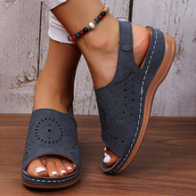 Load image into Gallery viewer, Ethnic Pattern Punched Hollow Velcro Vintage Sandals
