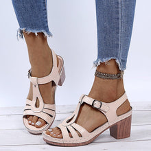 Load image into Gallery viewer, Summer women&#39;s metal buckle hollow high-heeled sandals
