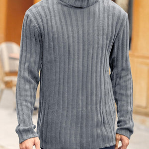 Mens Sweaters Turtleneck Cable Knitted Pullover