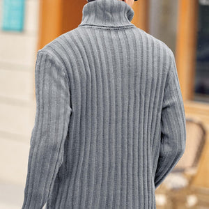 Mens Sweaters Turtleneck Cable Knitted Pullover