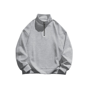 Men's Solid Color Casual Fleece Warm Zipper Stand Sweatshirt