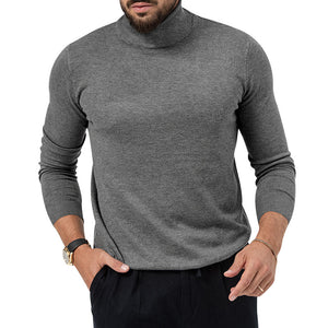 Men's Cotton Blend Turtle Neck Knitted Slim Sweater