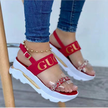 Load image into Gallery viewer, Women&#39;s platform sandals with rhinestones
