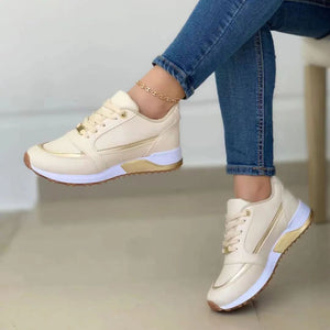 Crossover Lace Up Platform Walking Sneakers