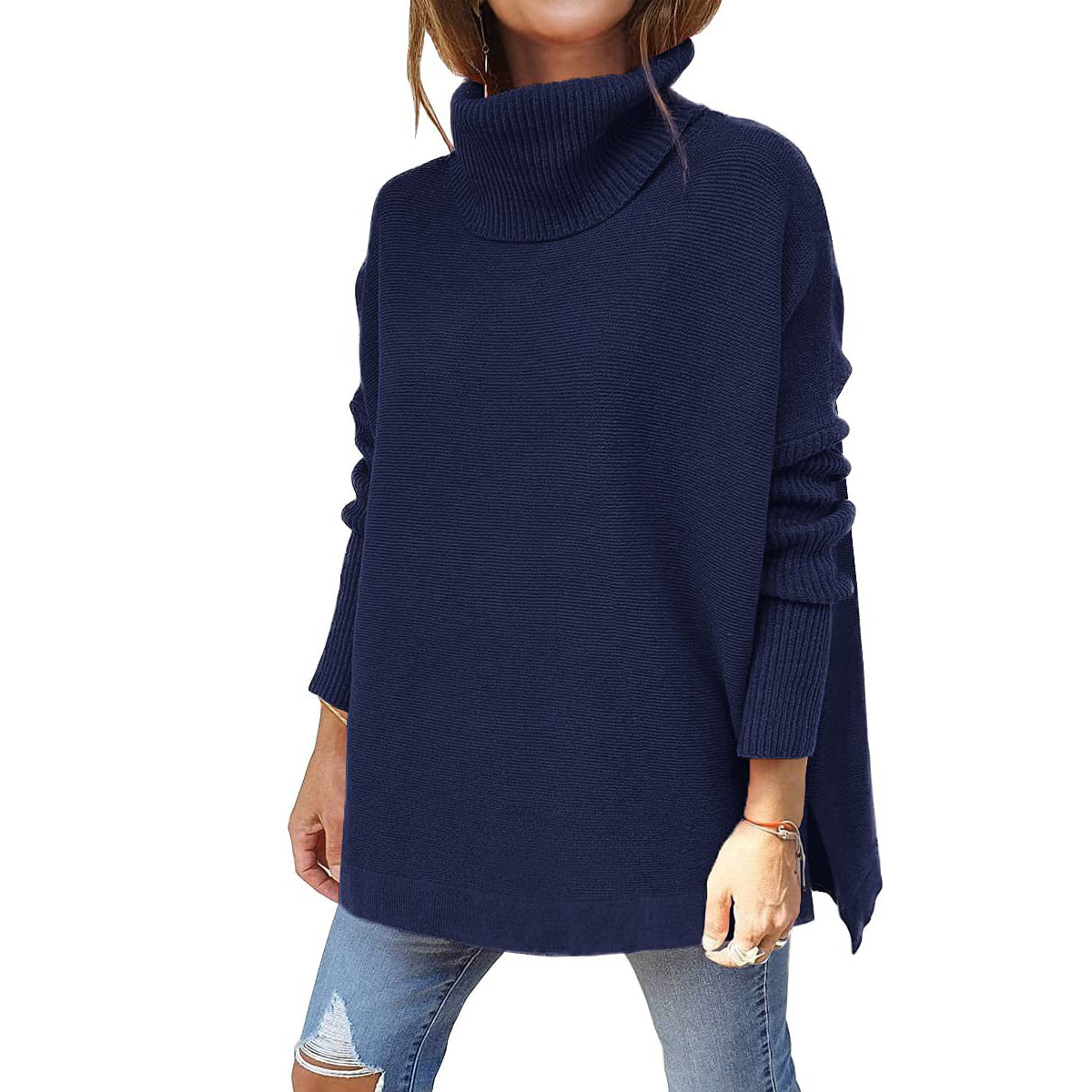 Soft Cotton Stand Collar Large Size Long Sleeve Tops Ladies Jumper Loose Tunic Casual T-Shirts
