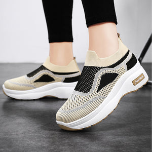 Fashion Spring And Summer Women Sports Shoes Thick Sole Middle Heel Slip On