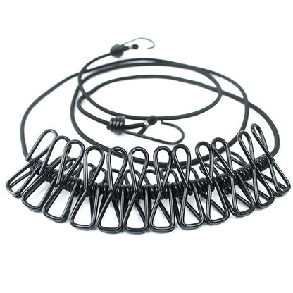 Portable Clothesline (Home, Outdoor, Camping with 12 Clips)