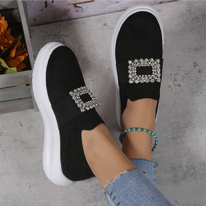 Women's Mesh Rhinestone Thick Sole Casual Shoes