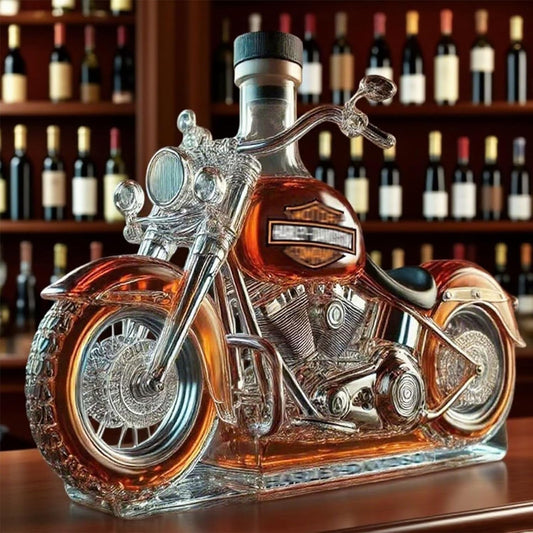 Motorcycle-shaped whiskey bottle decanter