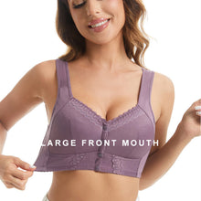 Load image into Gallery viewer, Front-Clasp Soft Cotton Lace Wire-Free Plus Size Bra for Middle-Aged and Elderly
