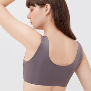 Thin Front Button Push Up Anti-Sag Sports Bra