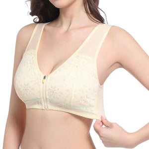 Plus Size Front Closure Wireless Bra Lace Women Underwear