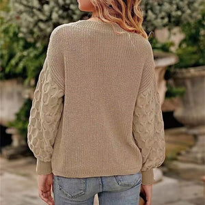 Women's Pullover Crew Neck Sweater Casual Long Sleeve Loose Chunky Knit Jumper Blouse Tops