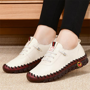 Hand-stitched fiber wear-resistant flat women's shoes