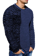 Load image into Gallery viewer, Mens Slim Fit Crew Neck Thick Sweaters Color Block Big and Tall Knit Pullovers
