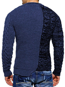 Mens Slim Fit Crew Neck Thick Sweaters Color Block Big and Tall Knit Pullovers